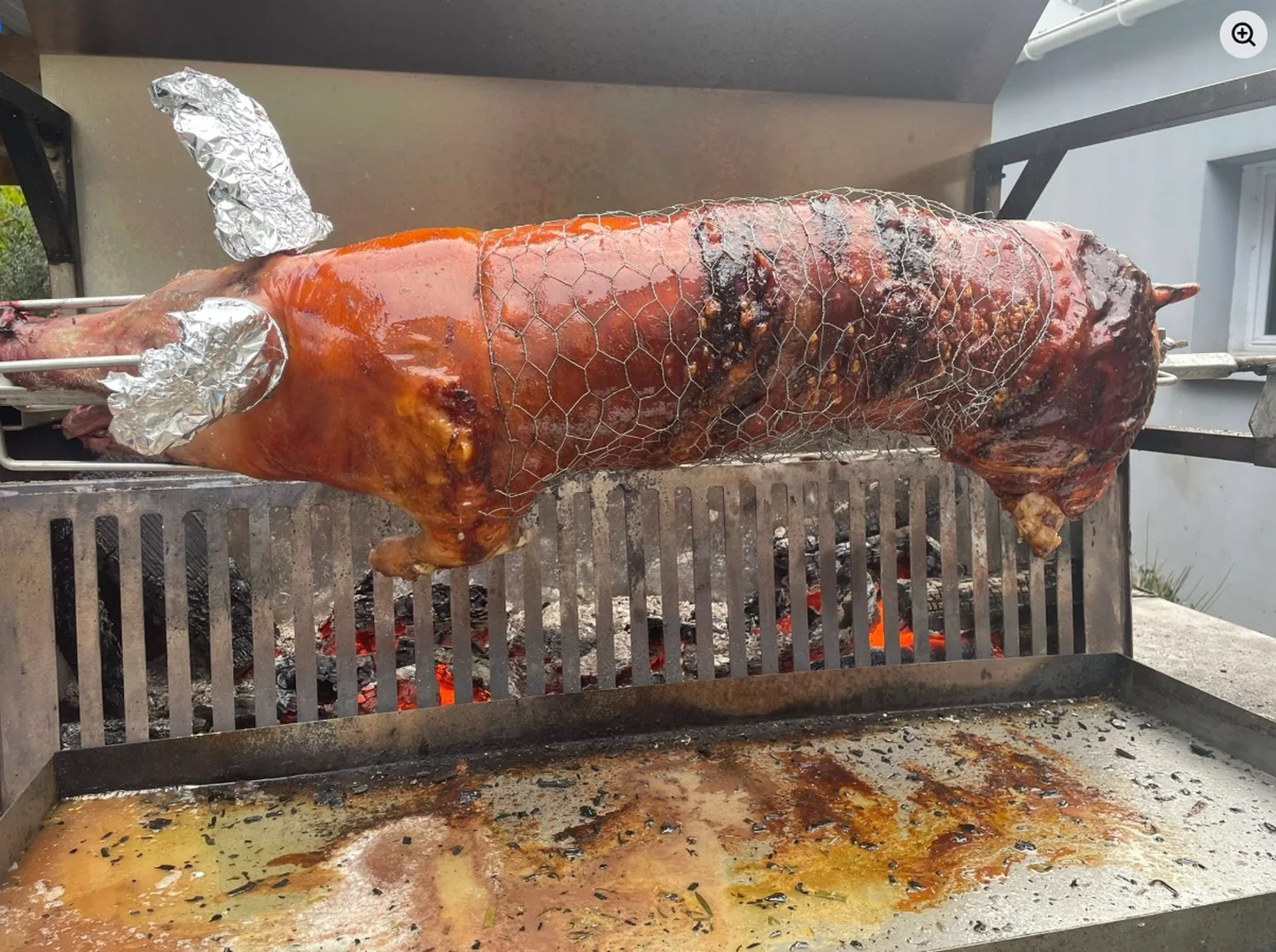 Cochon entier à la broche pour grand événement festif